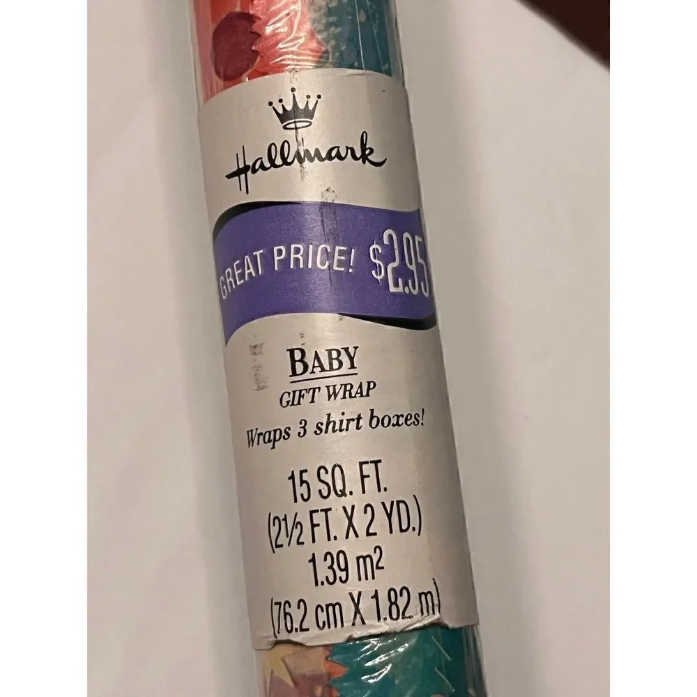 Hallmark Vintage Gift Wrap “A Baby is a‎ Blessing” Noah’s Ark New Sealed